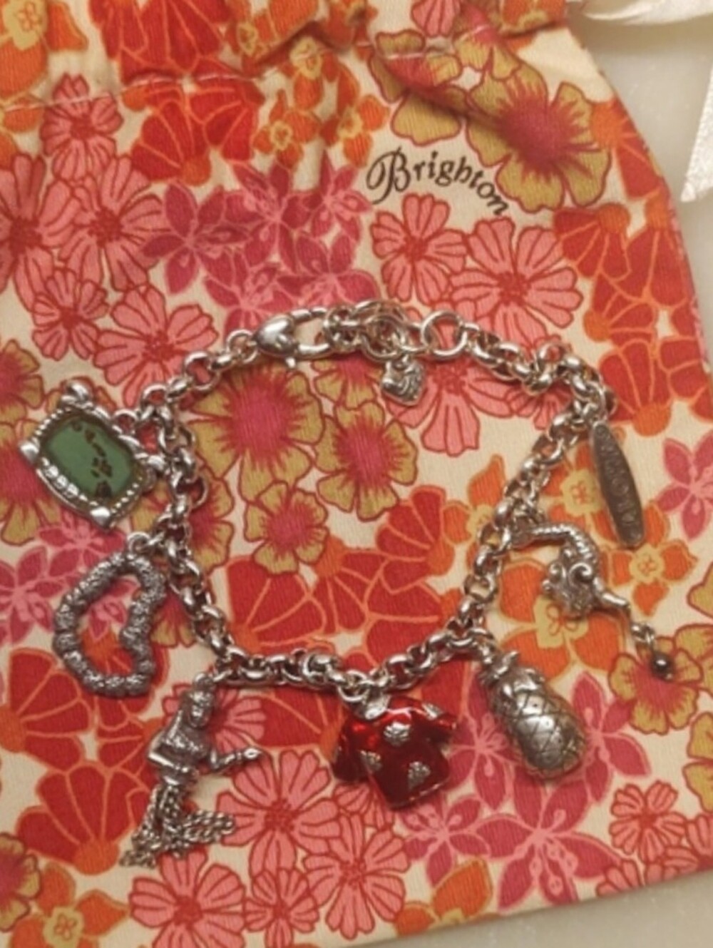 SALE! 🌺 Brighton Hawaii Charm Bracelet Hula Pineapple Mermaid Surfboard EUC!